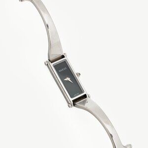 Gucci 1500L Silver-Tone Stainless Steel Rectangle-Face Bangle Watch